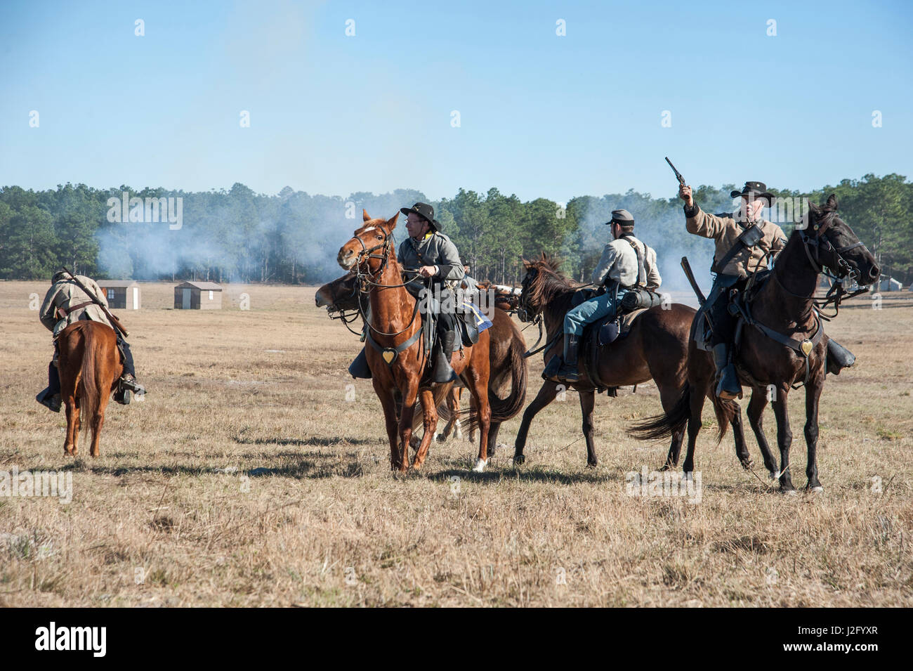 Horse back civil war fighting Stock Photo