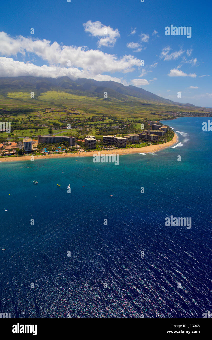 Hawaii Maui Aerial Kaanapali Resort High Resolution Stock Photography