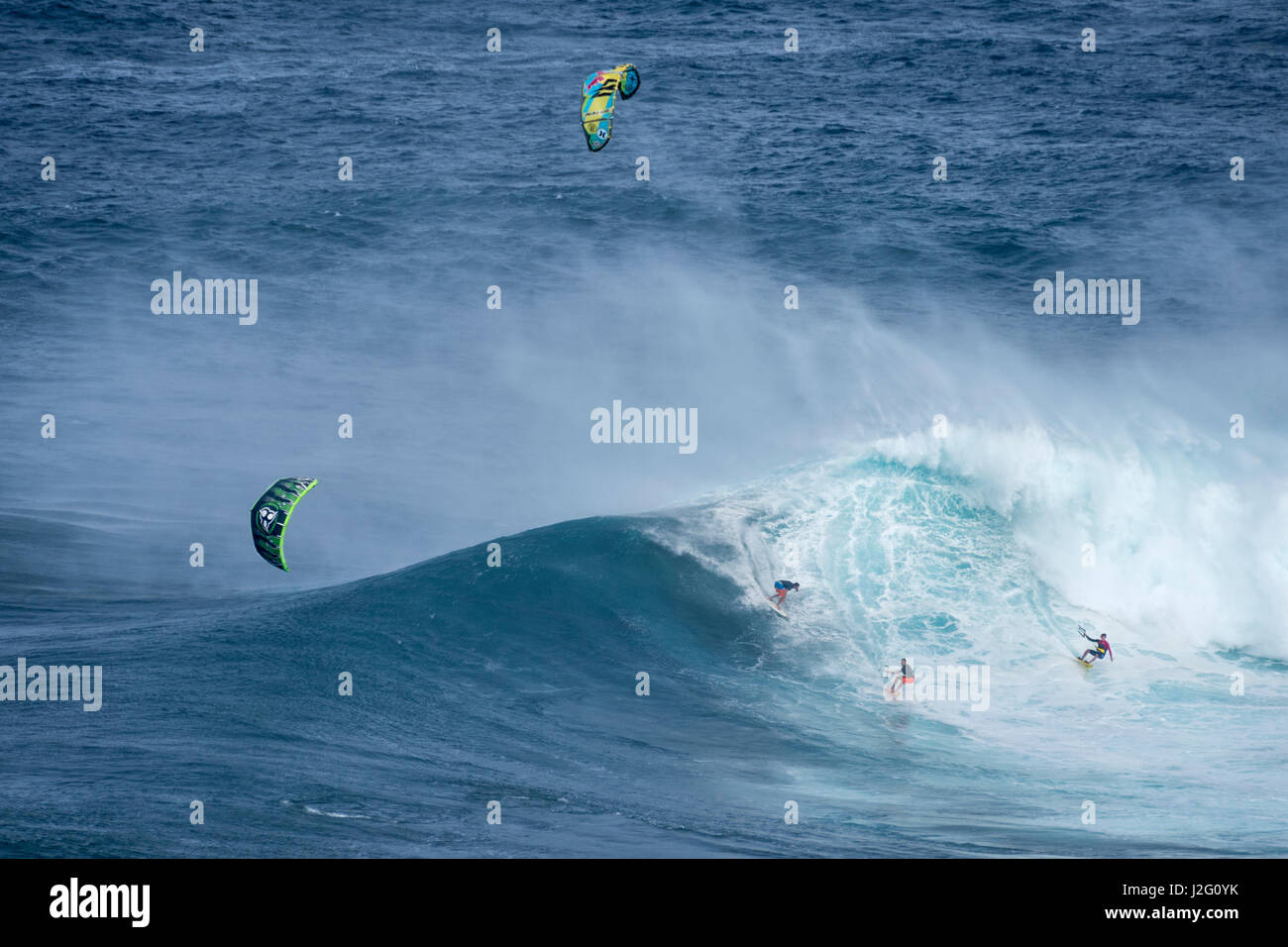 USA, Hawaii, Maui. Robby Naish windsurfing monster waves 