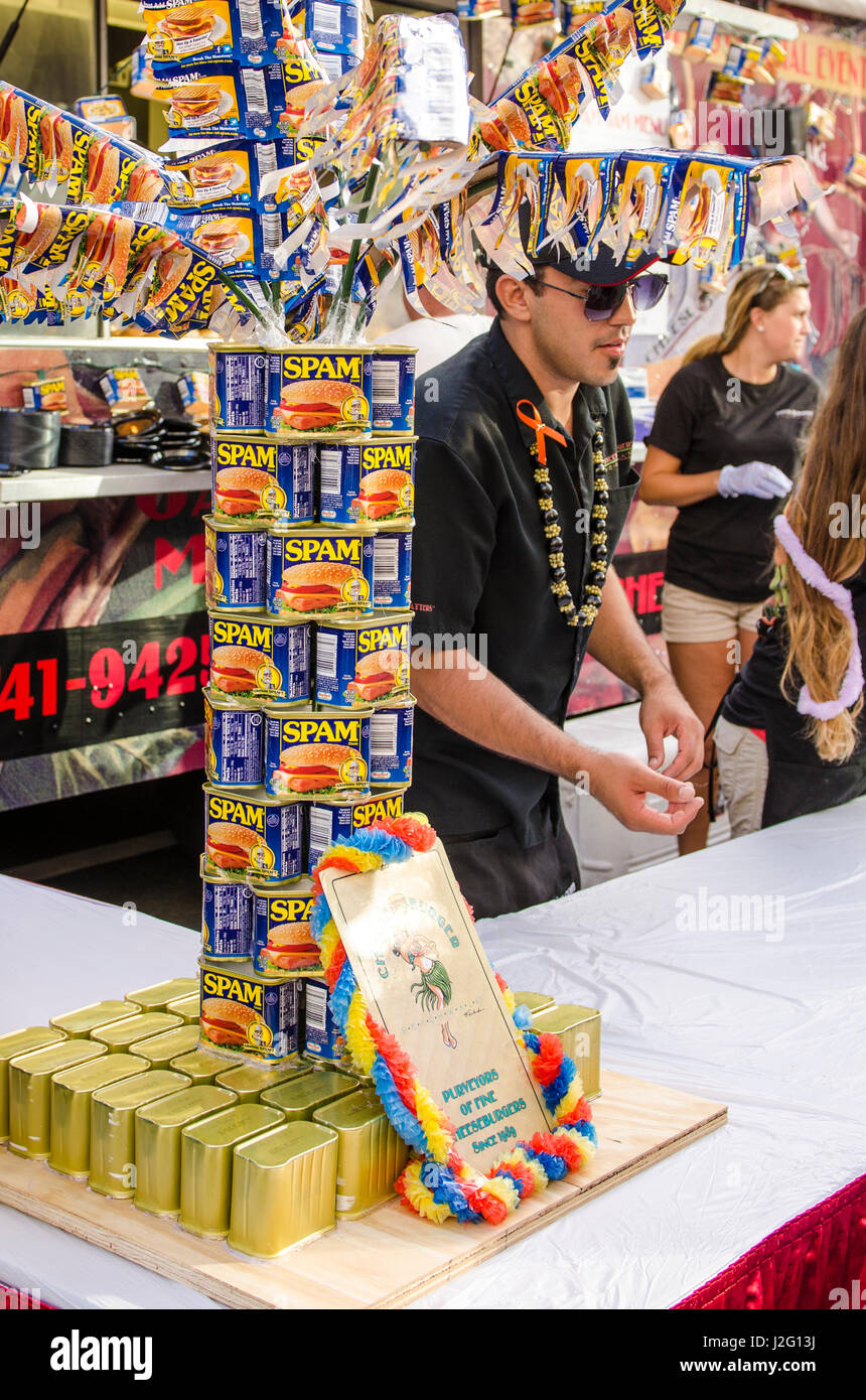 Annual Spam Jam Festival, Waikiki, Honolulu, Oahu, Hawaii Stock Photo