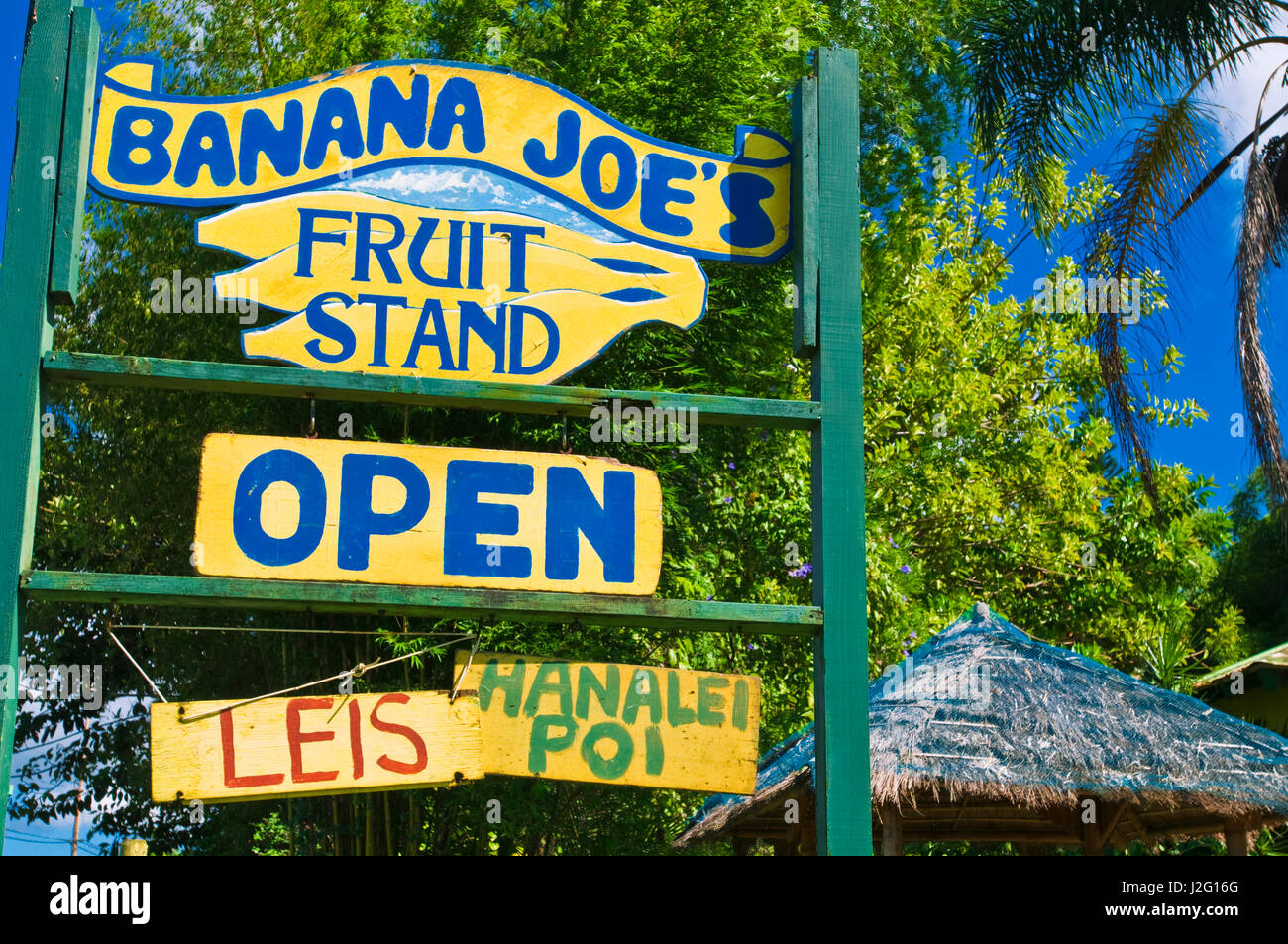 Banana Joe's Fruit Stand, North Shore, Island of Kauai, Hawaii Stock