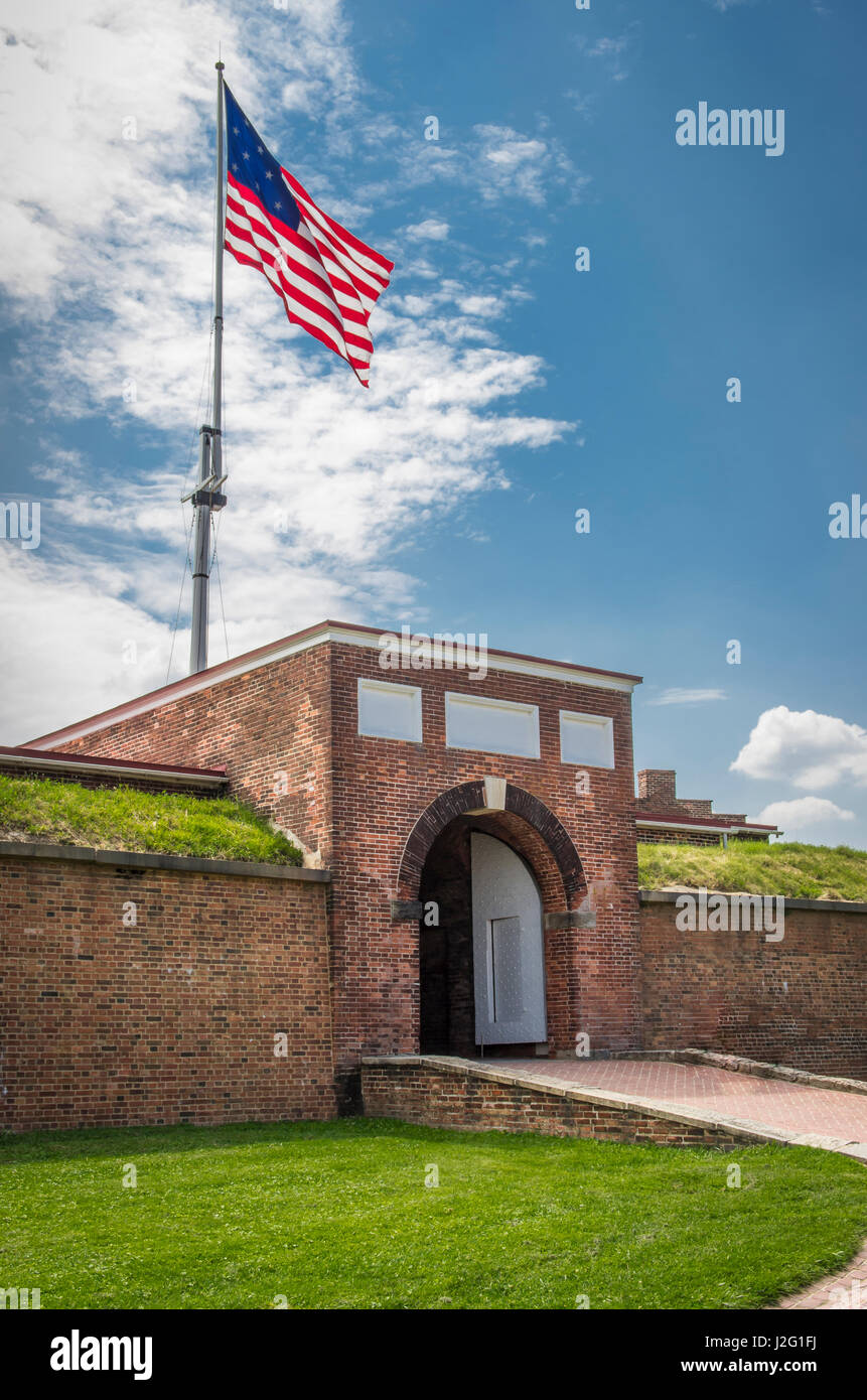 Historic Fort McHenry, birthplace of the Star Spangled Banner, the national anthem of the USA. Stock Photo