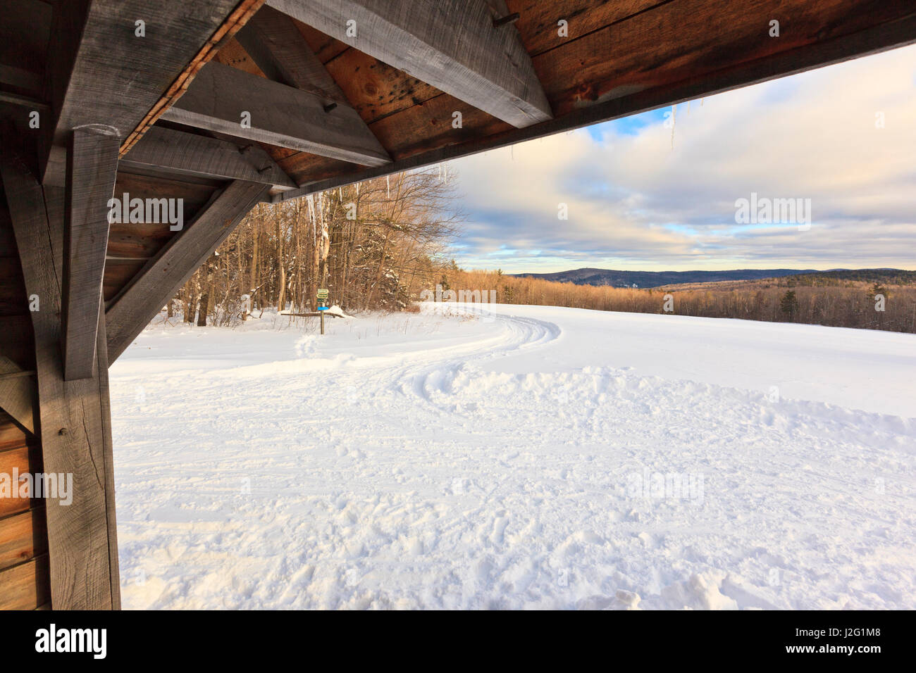 A cross country ski trail at the Notchview Reservation in Windsor