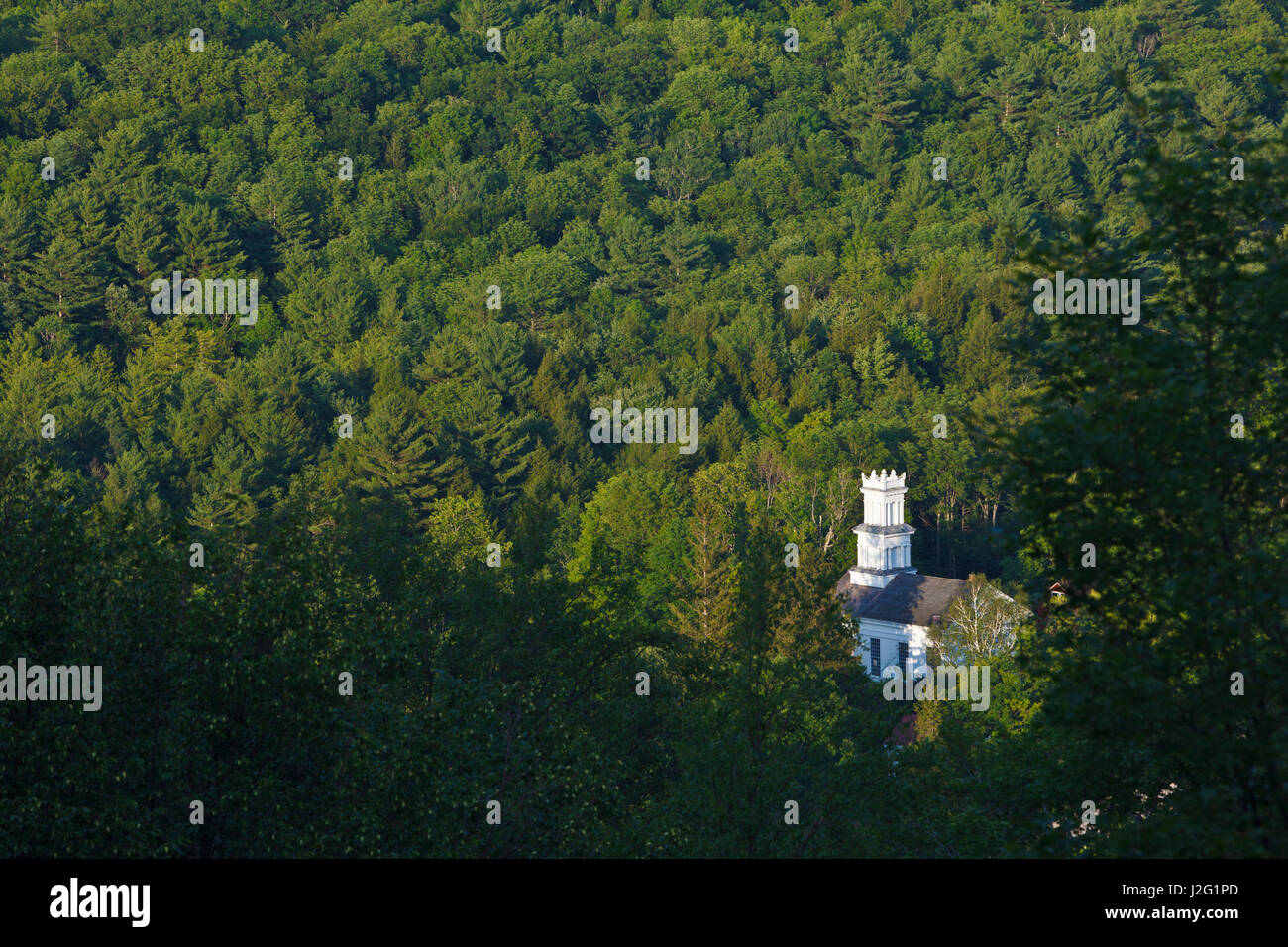 The Union Church (1844) as seen from Tyringham Cobble in Tyringham