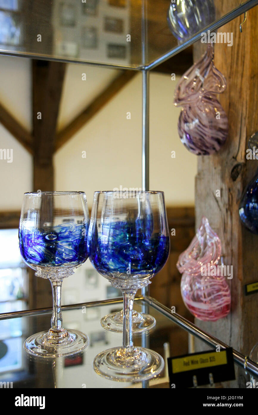 Wine glasses for sale at the Glass Studio on Cape Cod. East Sandwich