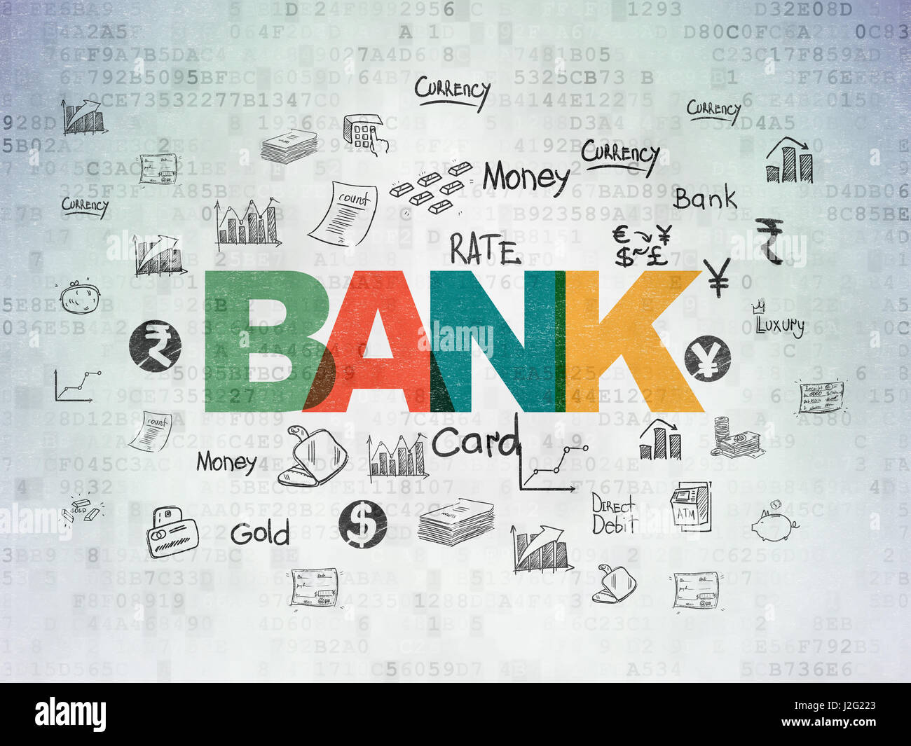 Banking concept: Bank on Digital Data Paper background Stock Photo - Alamy