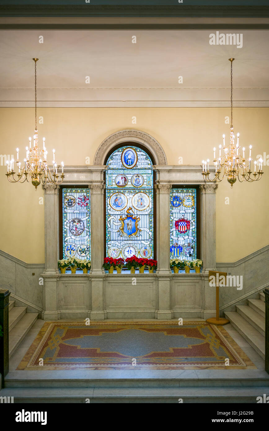 USA, Massachusetts, Boston, Massachusetts State House, stained glass