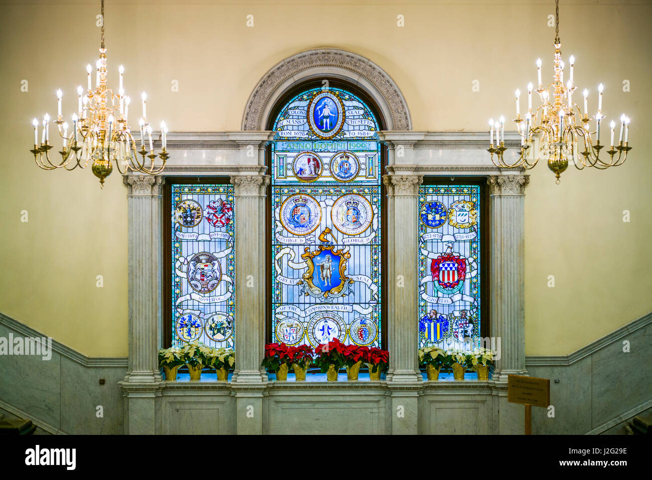 USA, Massachusetts, Boston, Massachusetts State House, stained glass