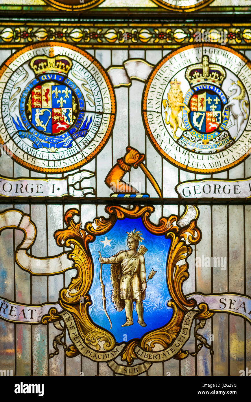 USA, Massachusetts, Boston, Massachusetts State House, stained glass