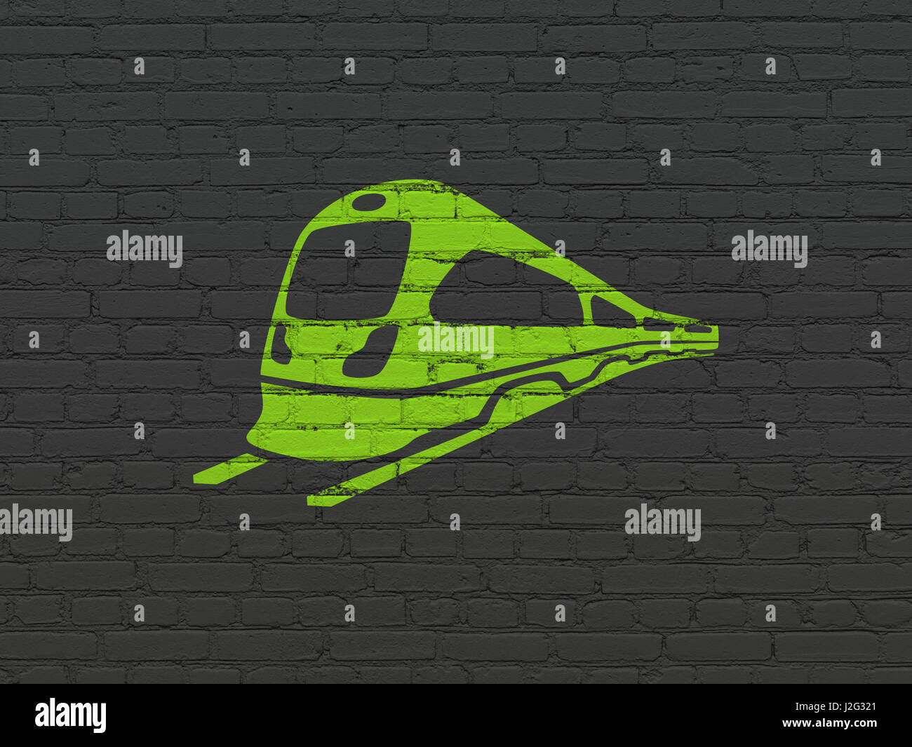 Tourism concept: Train on wall background Stock Photo - Alamy