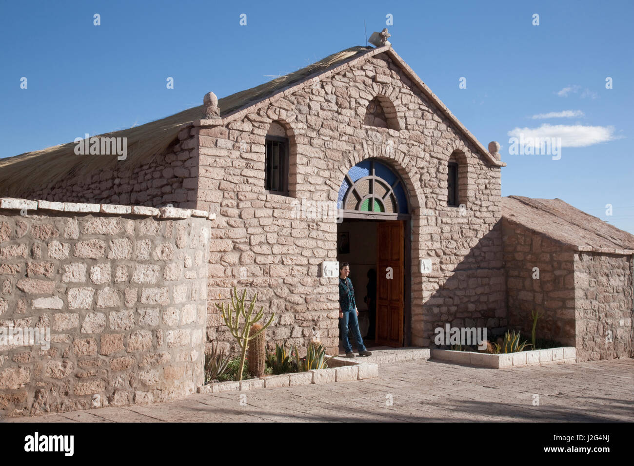 An exterior shot of St Lucas Church in Tocanao, Atacama, Chile Stock Photo