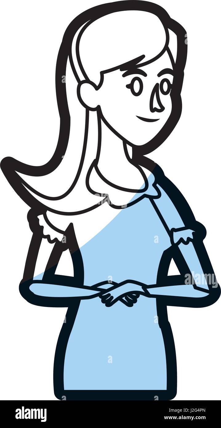portrait woman female long hair flat linear Stock Vector Image & Art ...