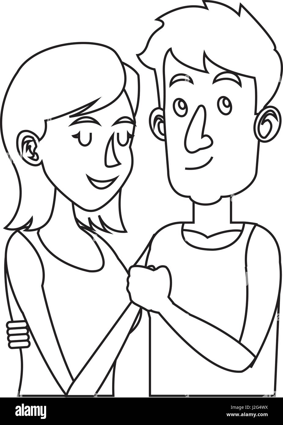 embracing couple relationship together outline Stock Vector Image & Art ...