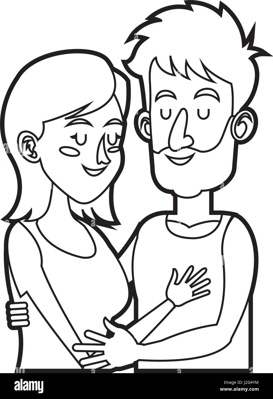 Man and Woman Line Art Couple Hugging Line Art Relationship 