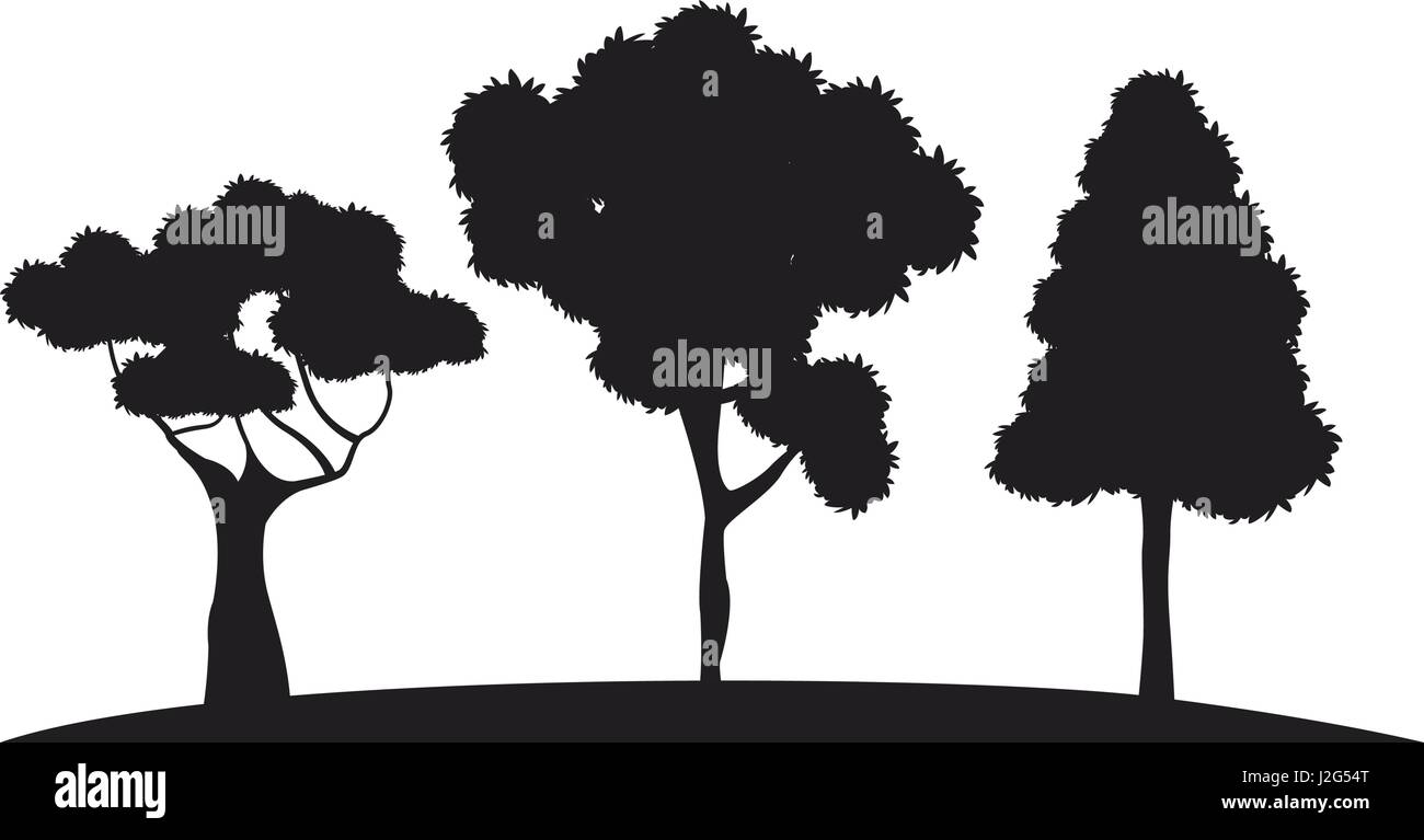 silhouette trees forest branch foliage botanic Stock Vector Image & Art ...