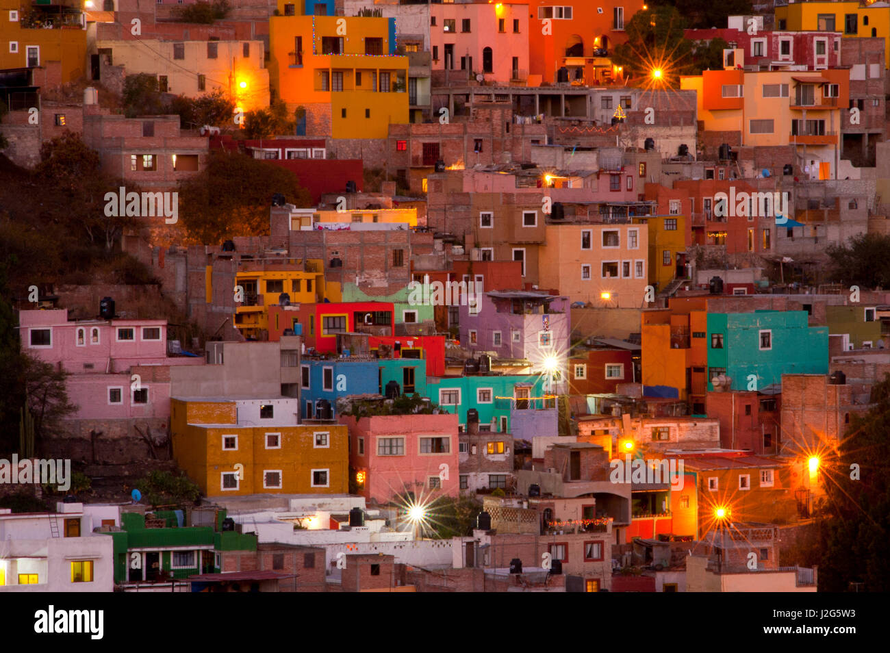 Mexico, Guanajuato. The colorful homes and buildings of Guanajuato at