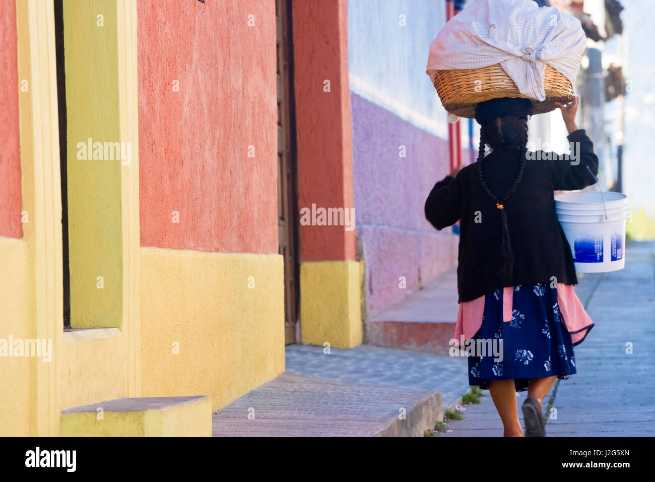Woman on way to market, San Cristobal de las Casas Stock Photo