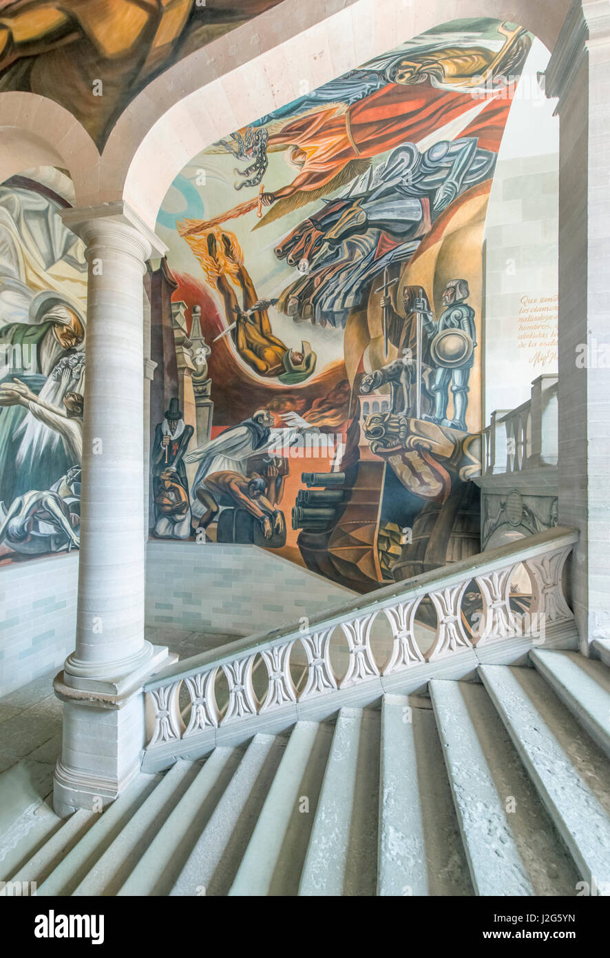 Mexico, Guanajuato, Regional Museum of Guanajuato (Museo Regionale de Guanajuato Alhondiga de Granaditas) Mural by Jose Chavez Morado (Large format sizes available) Stock Photo