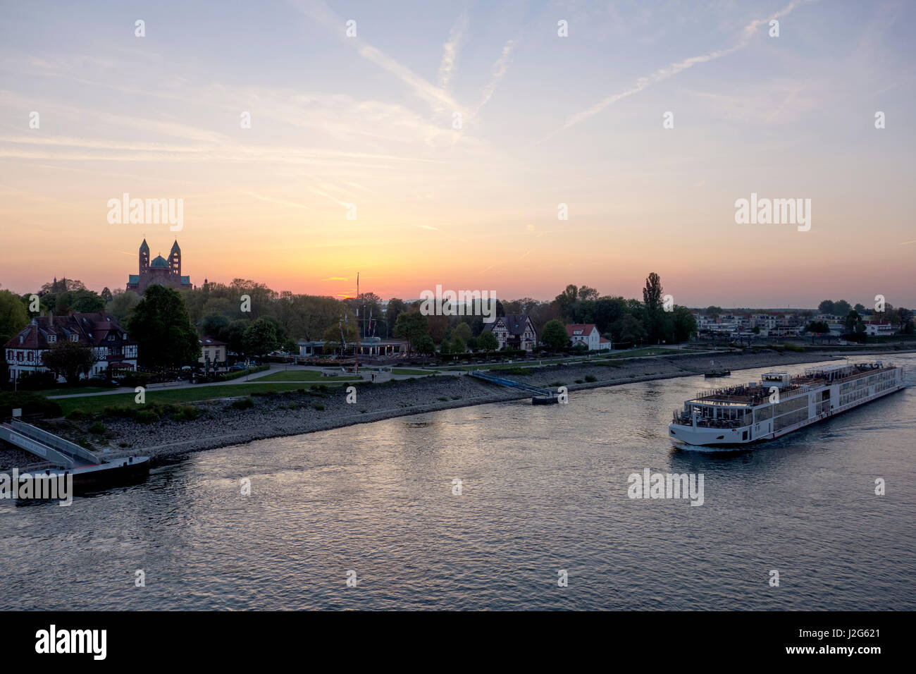 River Cruise Boat 'VIKING ALSVIN' on Rhine passing Speyer, Germany Stock Photo