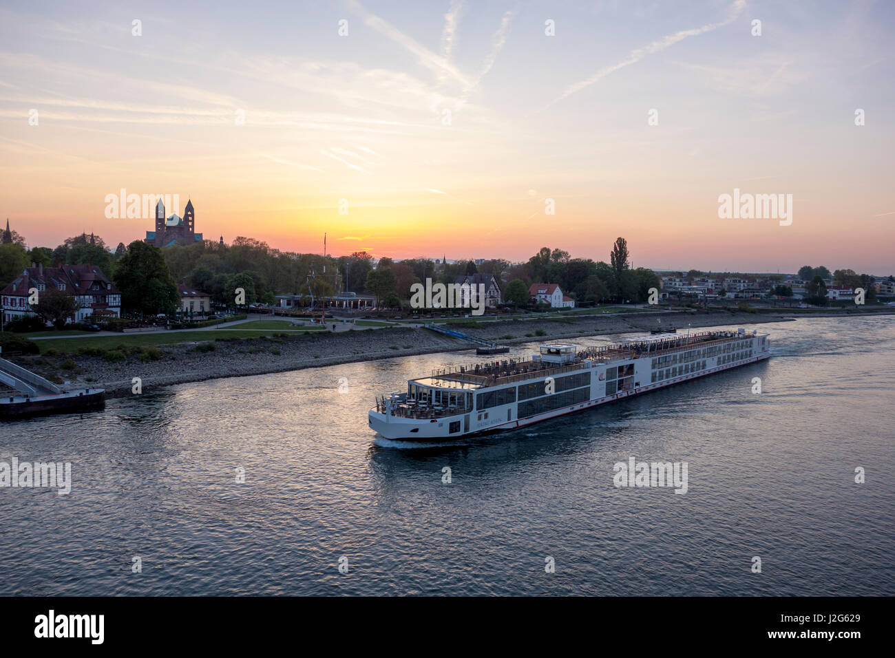 River Cruise Boat 'VIKING ALSVIN' on Rhine passing Speyer, Germany Stock Photo