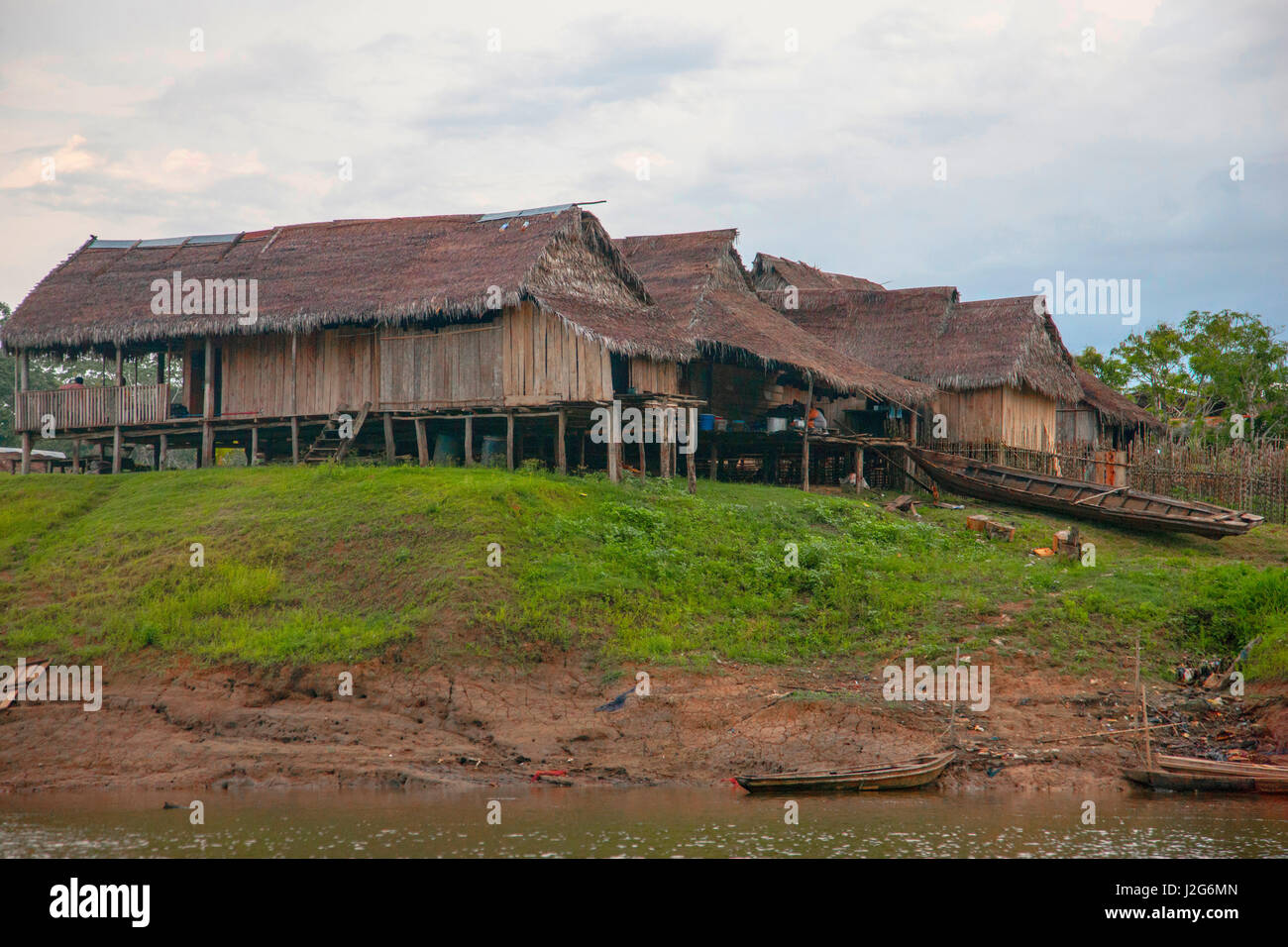 This is a typical village in the Pacaya-Samiria Reserve, on the Ucayali river. Stock Photo