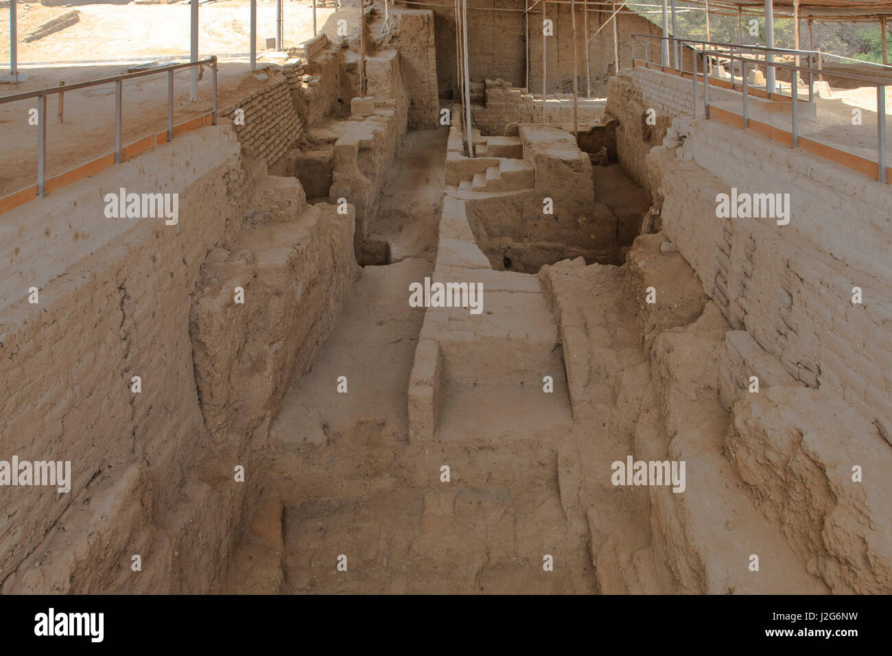 This is one of the Moche Tombs sites excavated in 1987. it is called Huaca Rajada and the first tombs were constructed in 300A.D. it is considered to be one of the most important archeological discoveries in South America in the last thirty years. Stock Photo