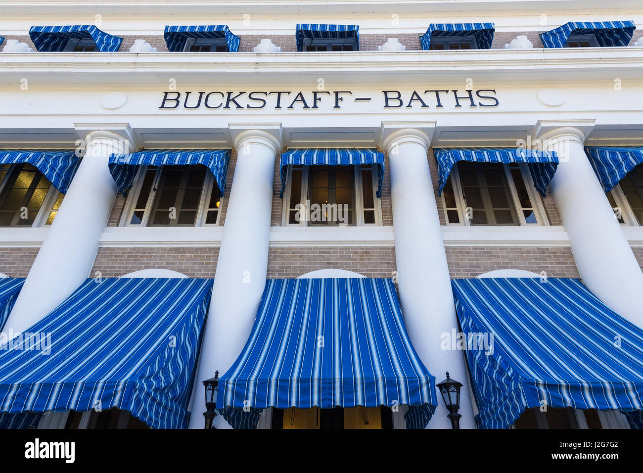 USA, Arkansas, Hot Springs. Exterior of Buckstaff Bath House. Credit as ...