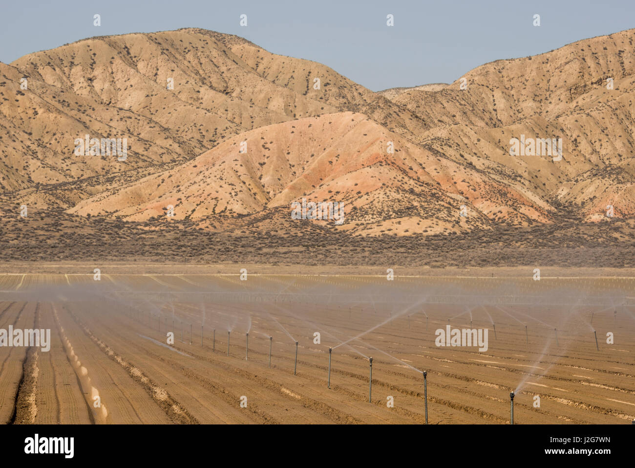 USA, California, Upper Cuyuma River Basin, pivot irrigation for row ...