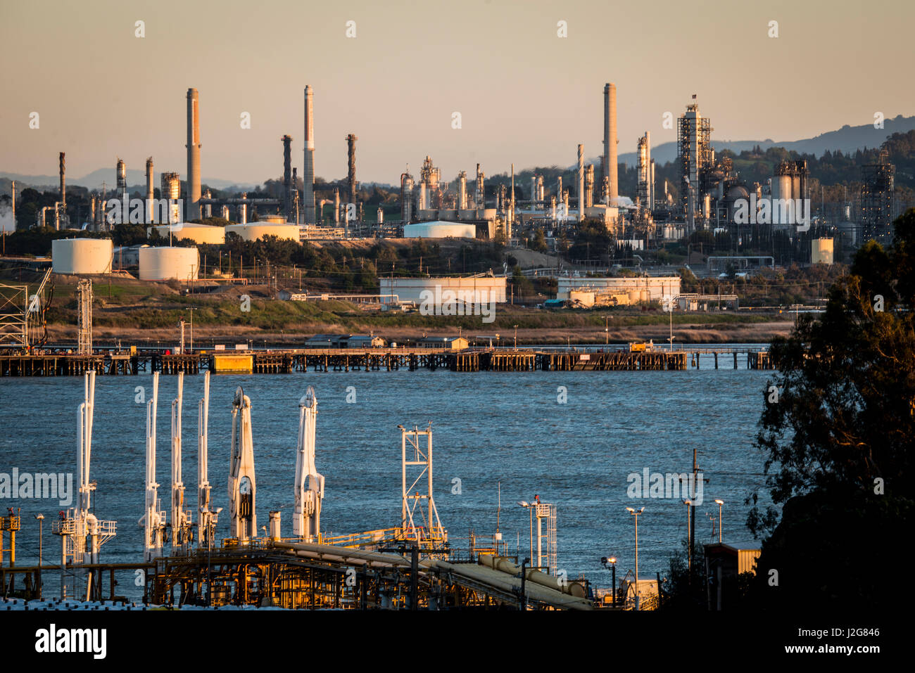 USA, California, Benicia, Refineries on Carquinez Strait where the Sacramento-San Joaquin River Delta enters San Pablo Bay, the northern extension of the San Francisco Bay (Large format sizes available) Stock Photo