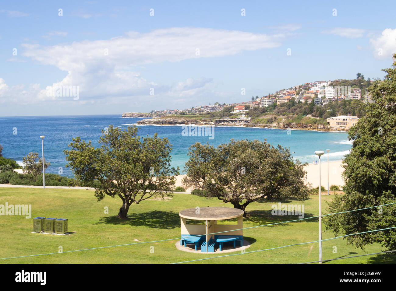 Coogee beach with Dunningham reserve in the foreground, Sydney, New South Wales, Australia Stock Photo