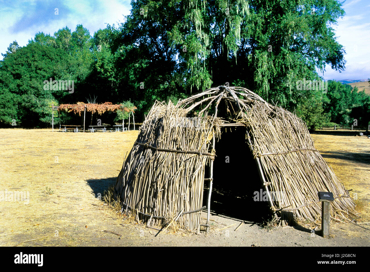 Traditional Pomo Indian dome shaped dwelling made of Tule reeds. Point