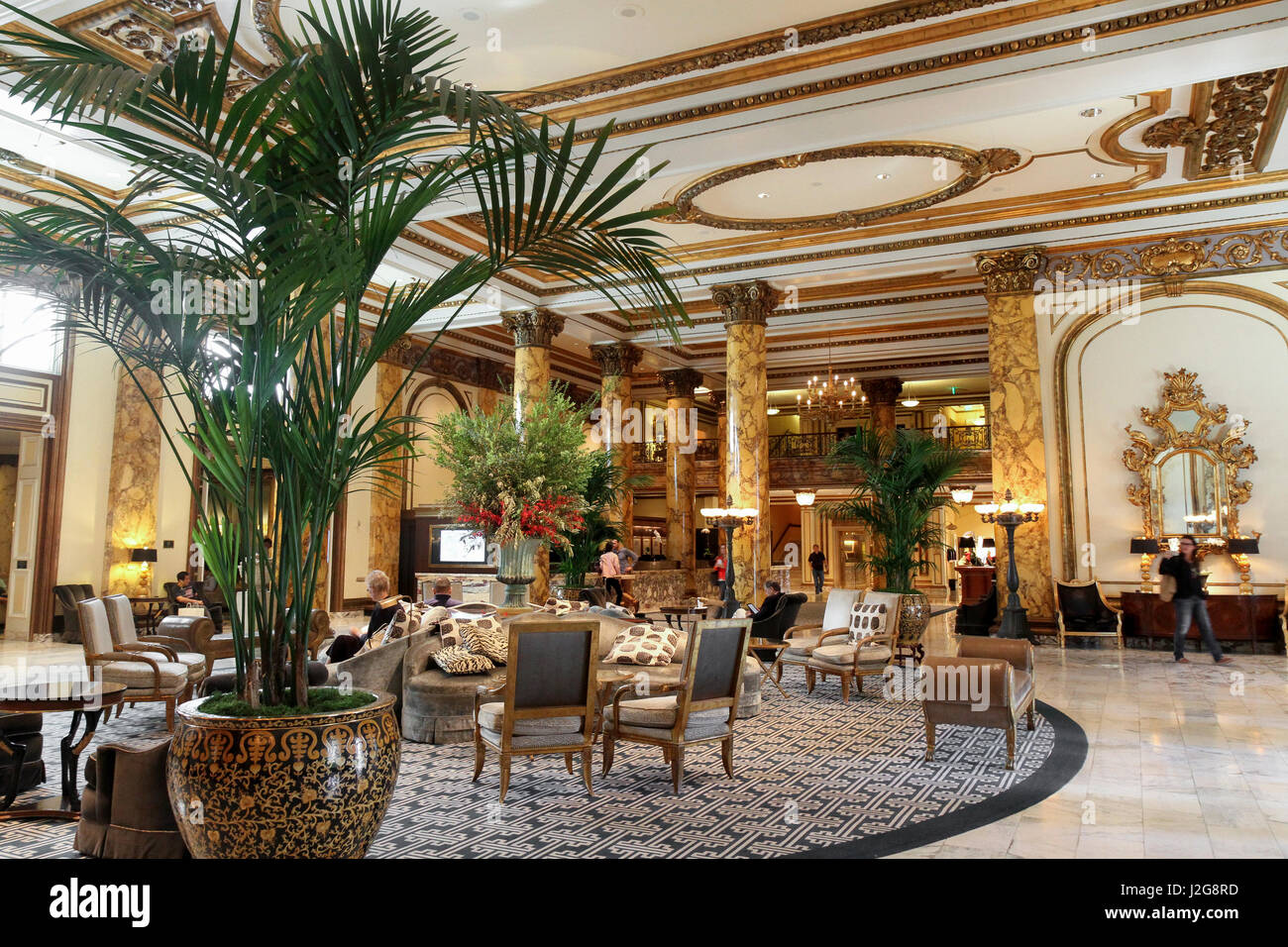 Fairmont San Francisco hotel lobby, Nob Hill, San Francisco, California ...