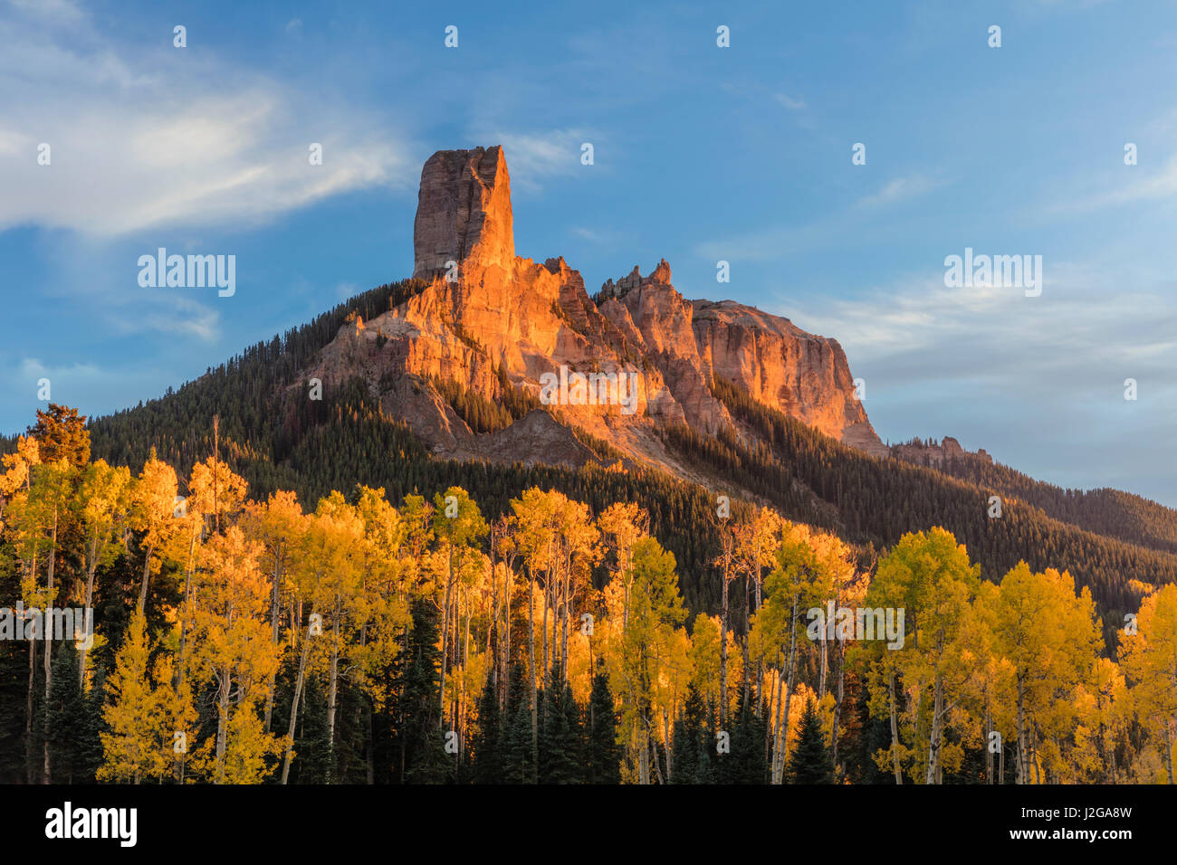 Chimney Rock And Courthouse Mountain In Late Autumn Light In The 