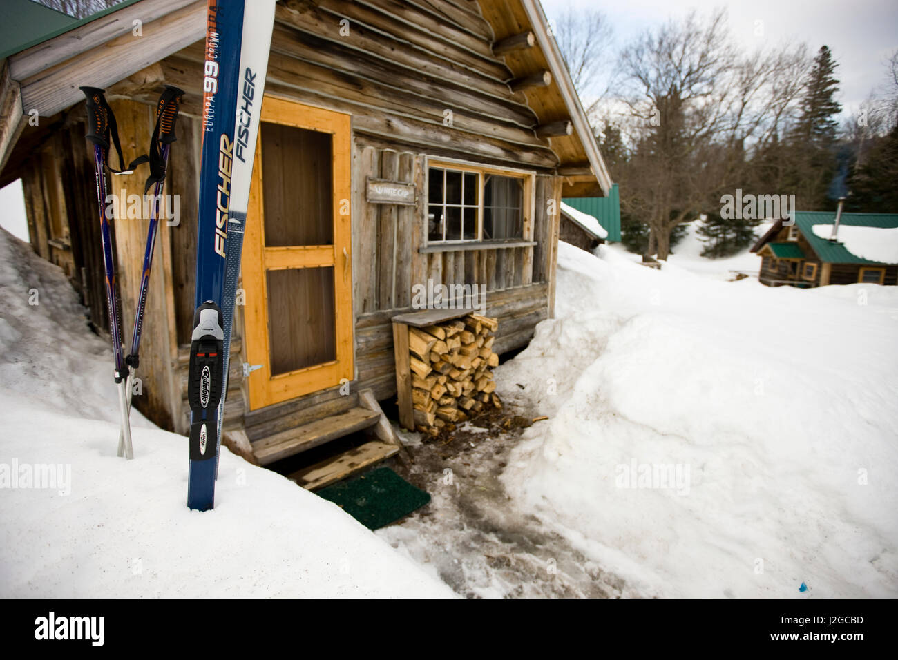 Skis Outside A Cabin At Little Lyford Pond Camps Near Greenville
