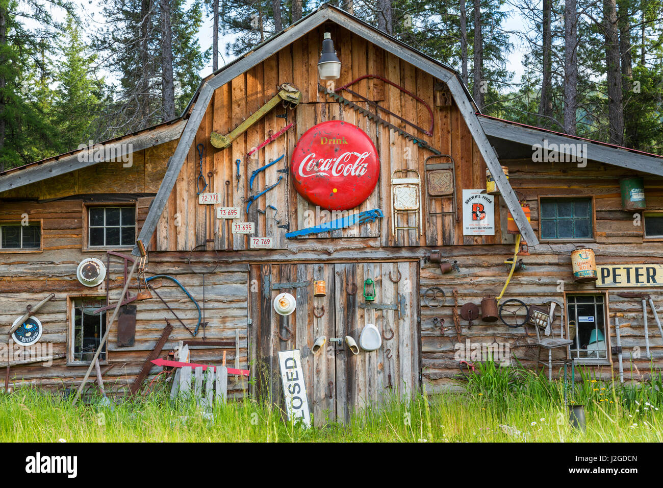 Old 'Americana' Barn, Montana, USA (Editorial Use Only) Stock Photo