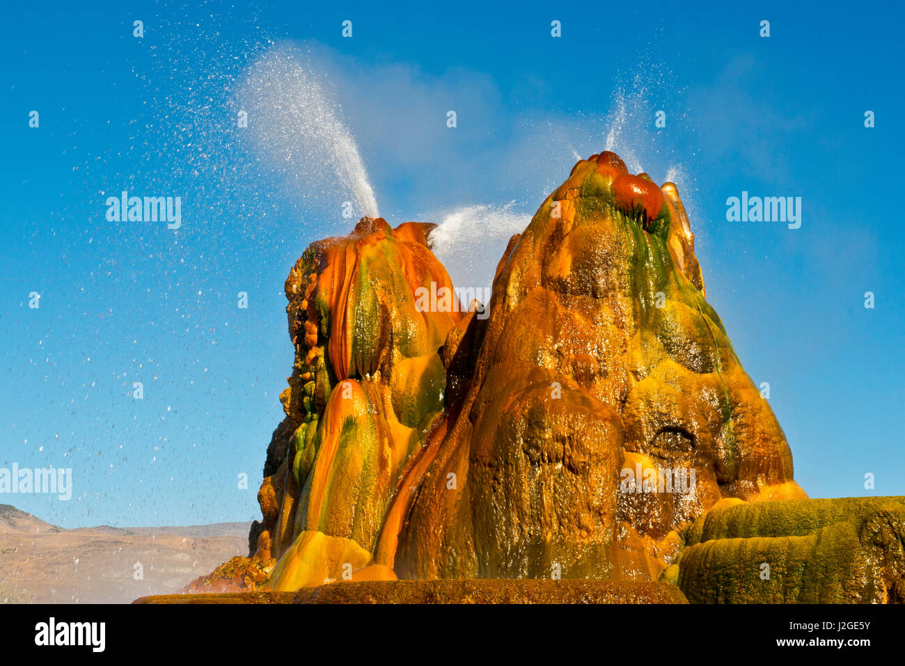 USA, Nevada, Gerlach, Fly Geyser, Black Rock Desert (Large format sizes available) Stock Photo