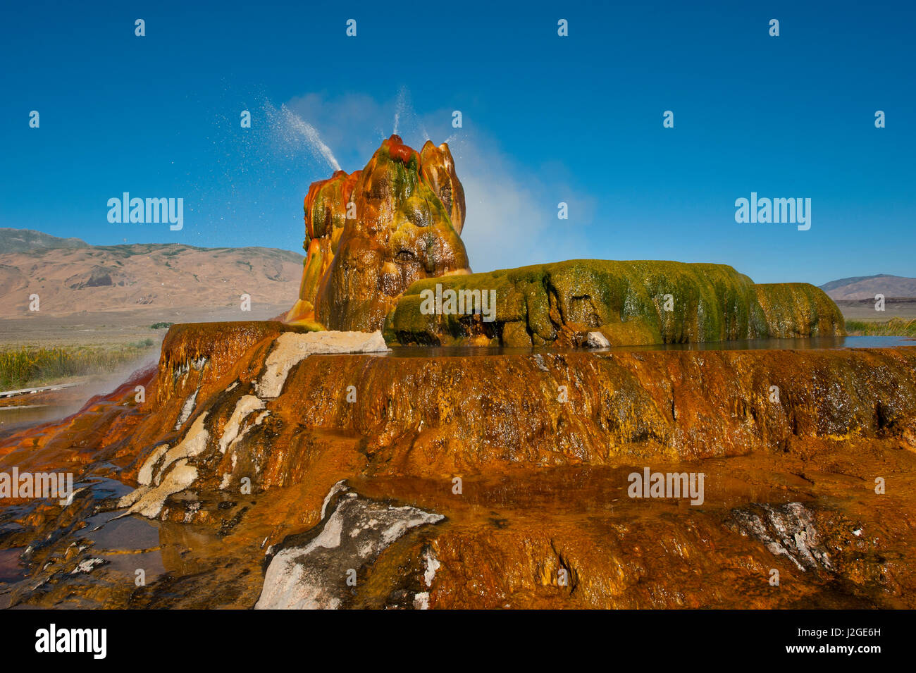 USA, Nevada, Gerlach, Fly Geyser, Black Rock Desert Stock Photo