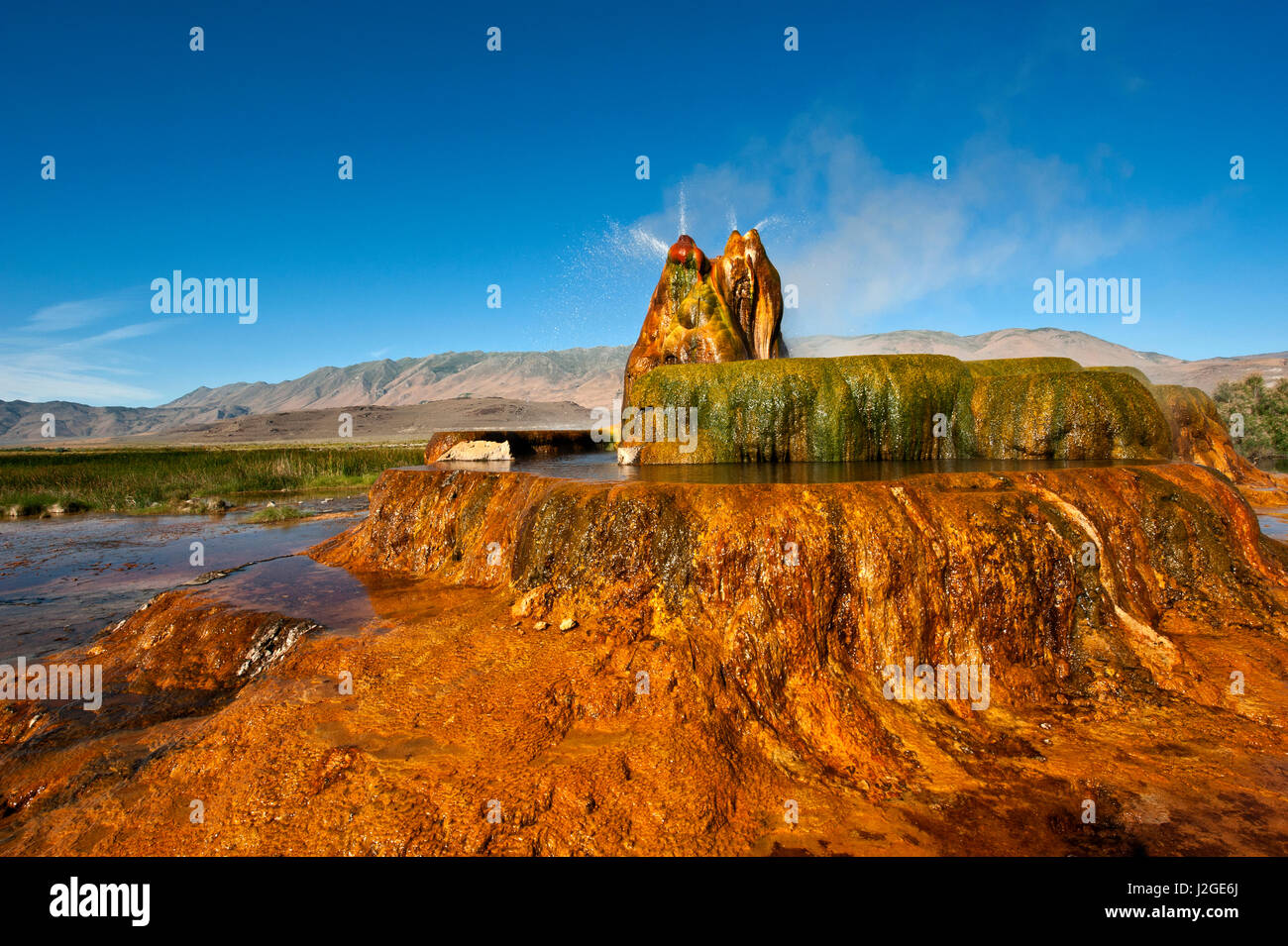 USA, Nevada, Gerlach, Fly Geyser, Black Rock Desert Stock Photo Alamy