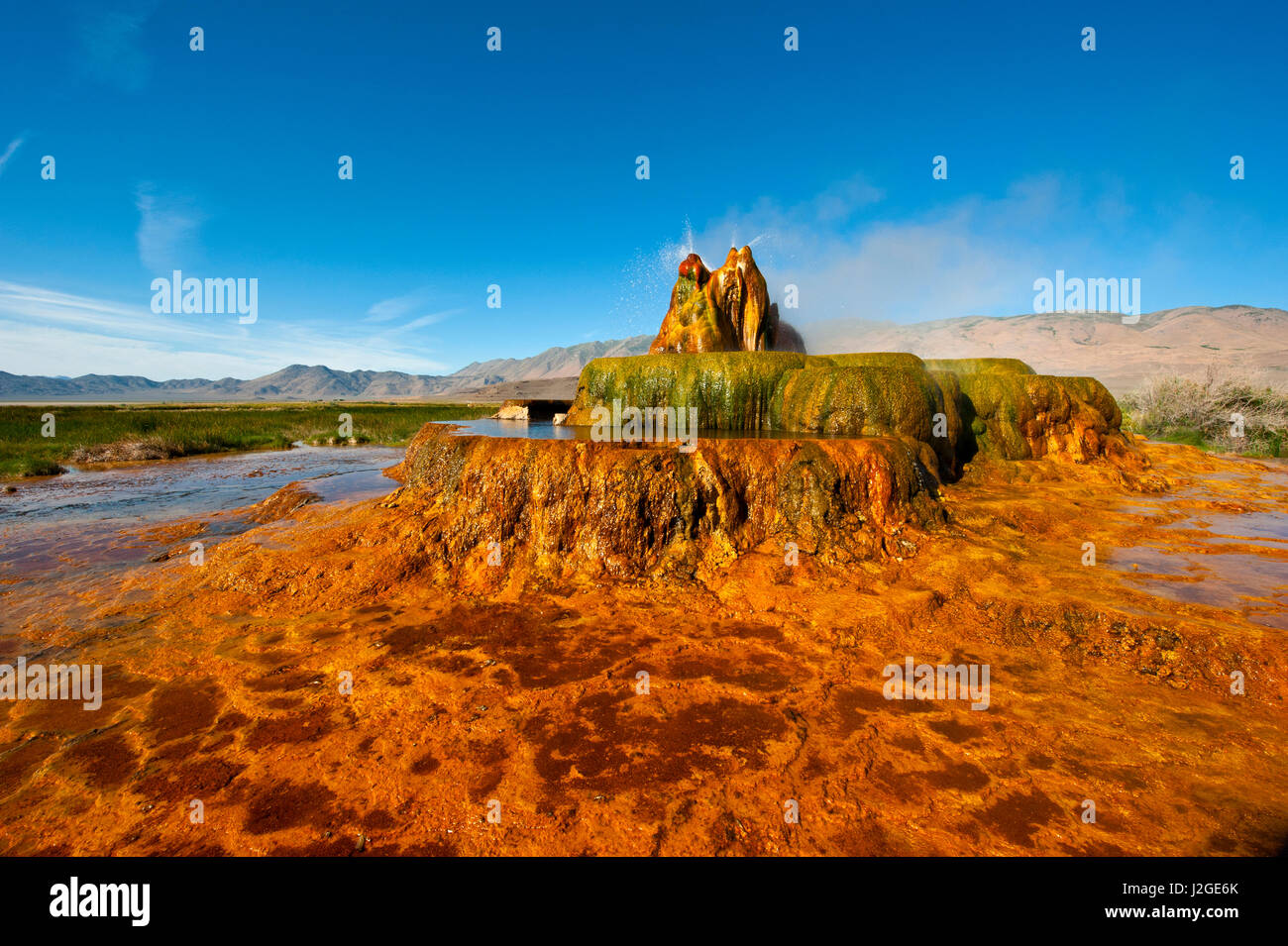 USA, Nevada, Gerlach, Fly Geyser, Black Rock Desert Stock Photo Alamy