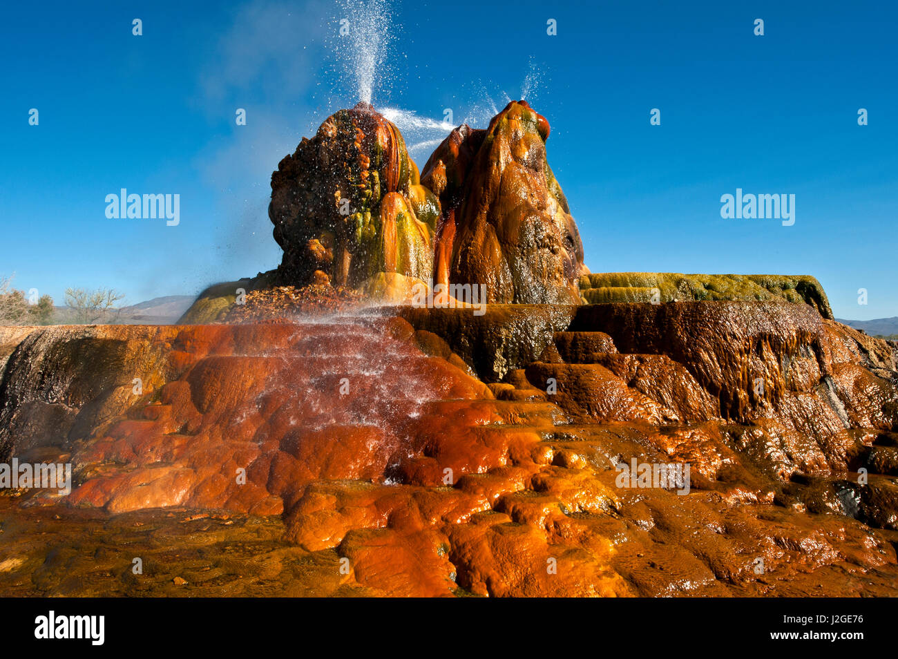 USA, Nevada, Gerlach, Fly Geyser, Black Rock Desert Stock Photo