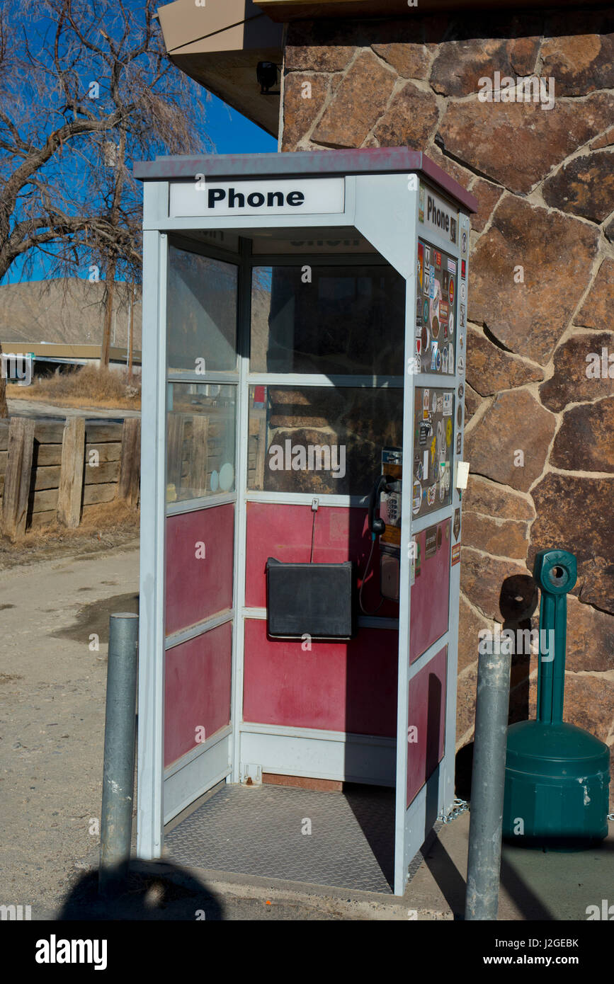 USA, Nevada, Gerlach, Outside Public Telephone booth (Large format sizes available) Stock Photo