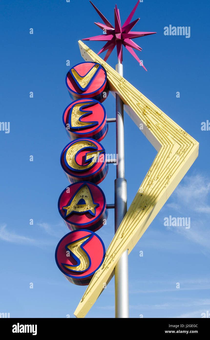 Las Vegas, Nevada. Oscar’s Neon Martini Glass and Vegas neon signs