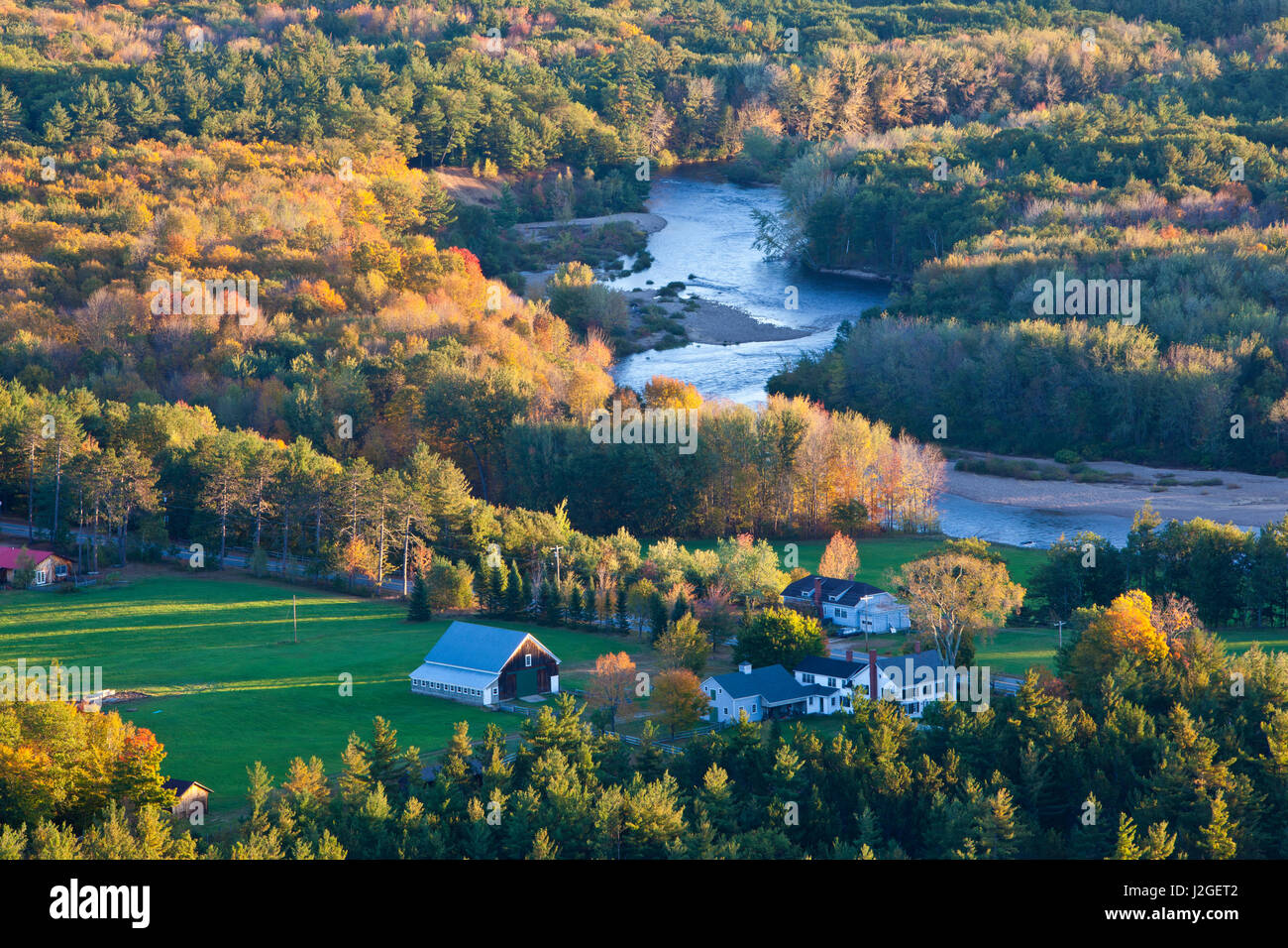 The Saco River and the Mount Washington Valley as seen from Cathedral