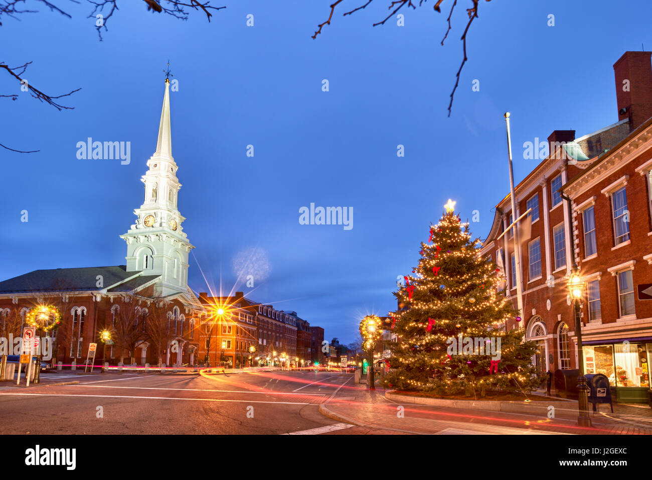 The North Church and Market Square at Christmas in Portsmouth, New
