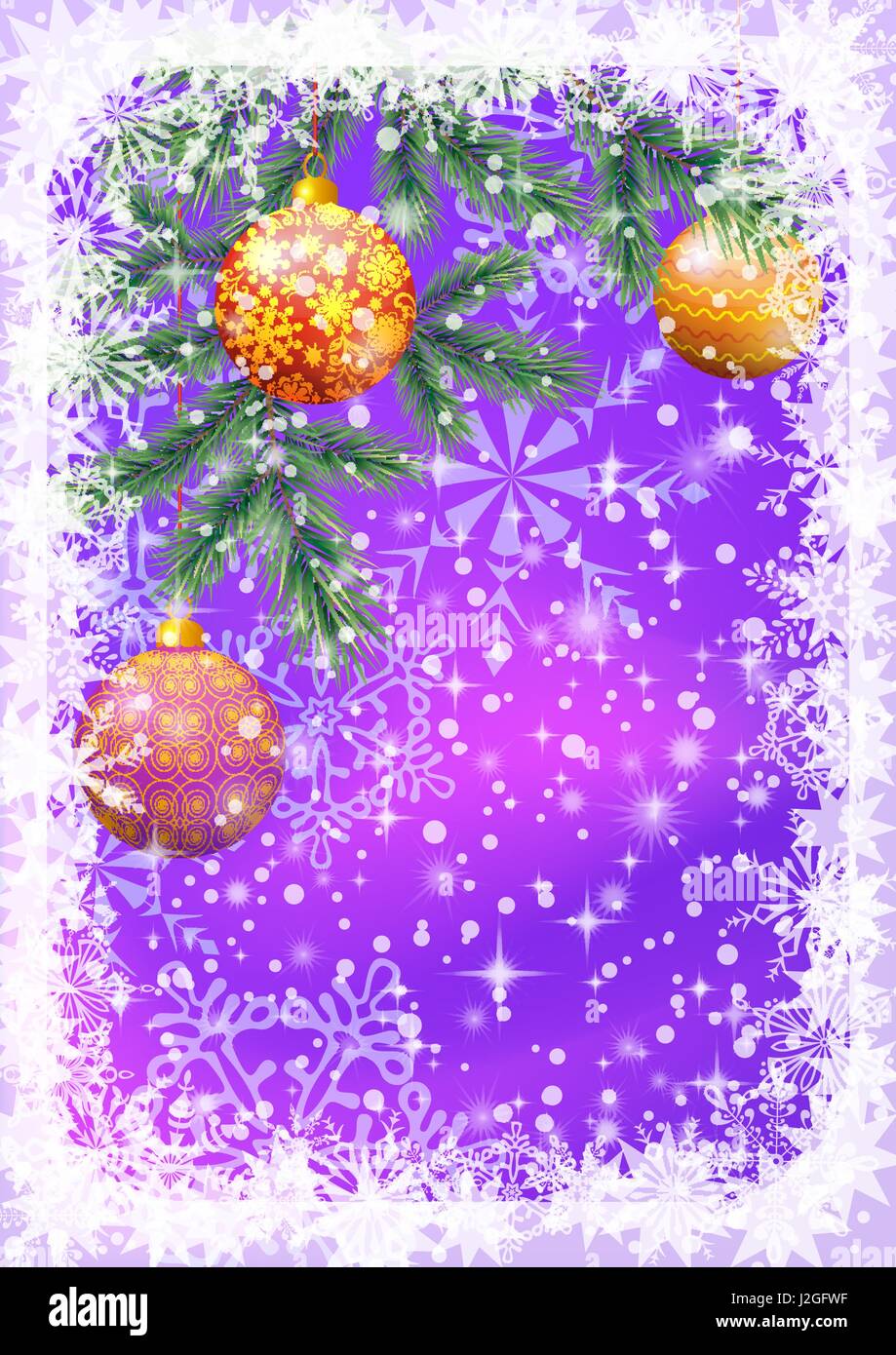 Christmas Background with Fir and Balls Stock Vector Image & Art - Alamy