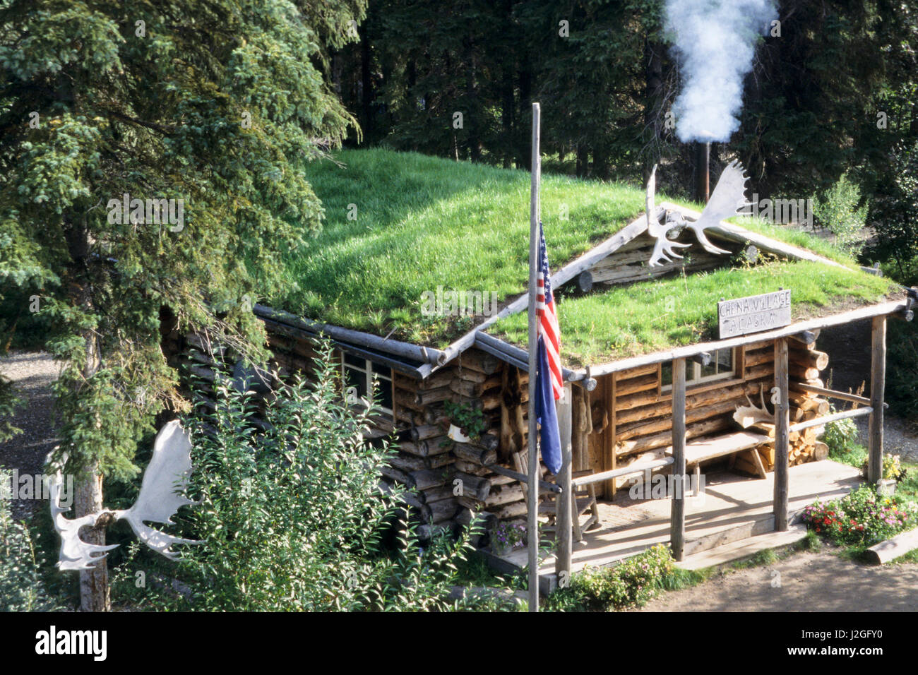 Traditional athabascan shelter chena indian hires stock photography