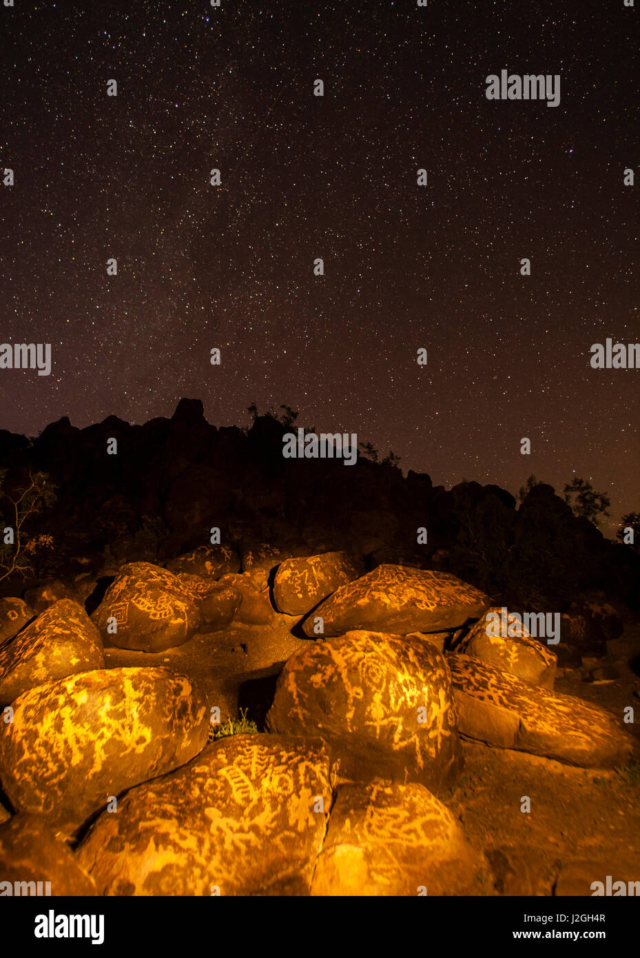 USA, Arizona, Painted Rock Petroglyph Site. Rocks covered with ...