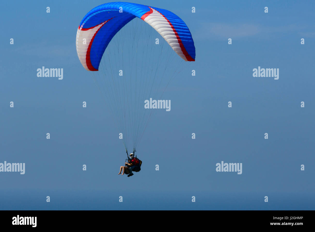 USA, California, San Diego. Hang gliders flying at Torrey Pines