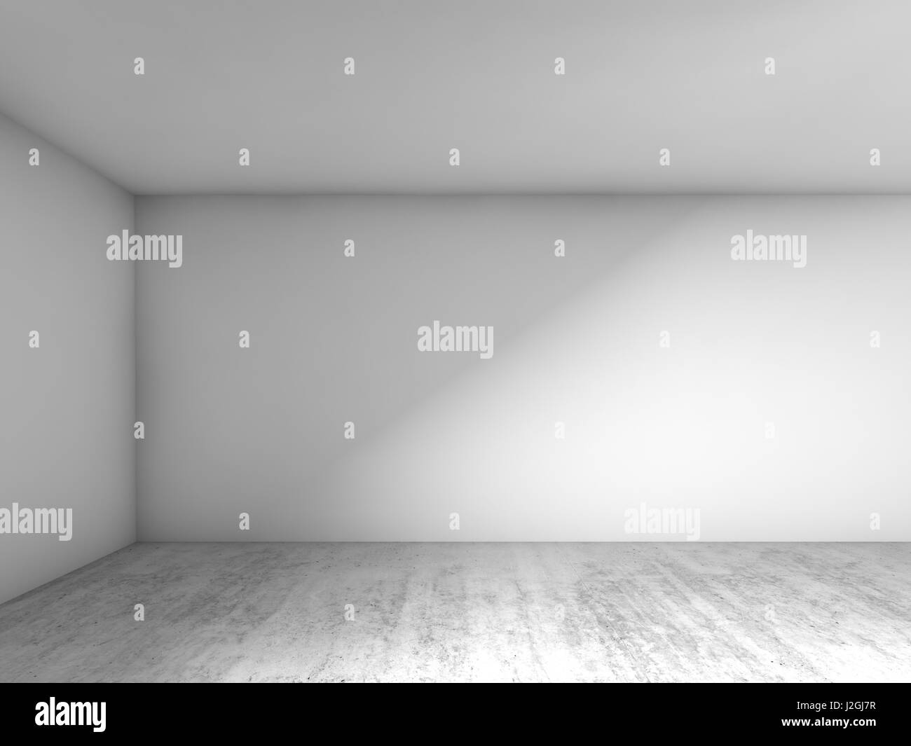 Abstract empty room interior background, corner of white walls and concrete floor, contemporary