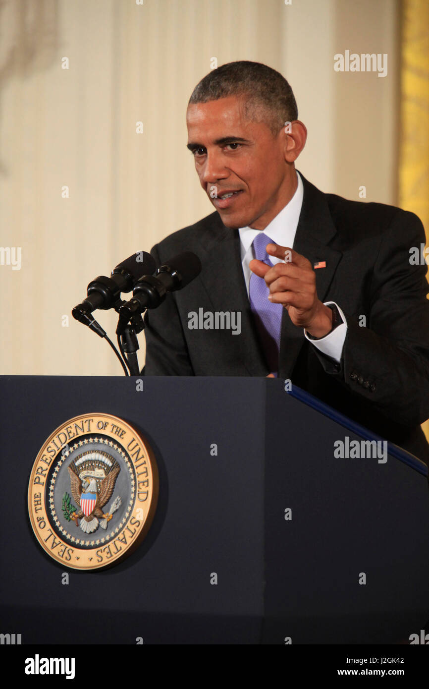 President Barack Obama answers questions at a new conference in the ...